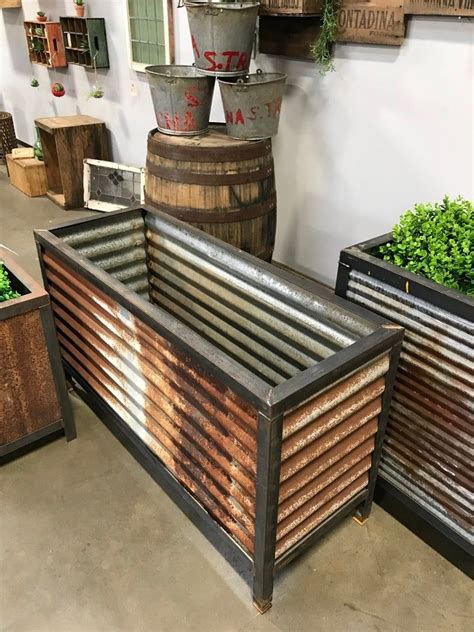 outdoor metal planters on legs